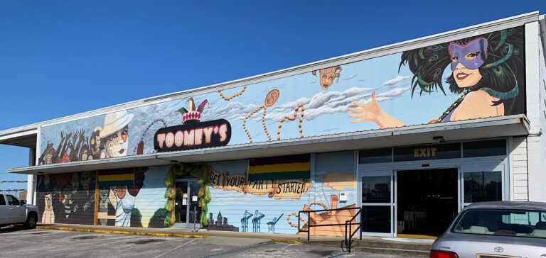Photo of mural outside Toomey's Mardi Gras