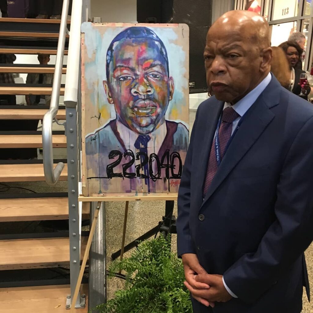 Art, Civic, Education, Fun John Lewis Poses With His Portrait Alabama Painters