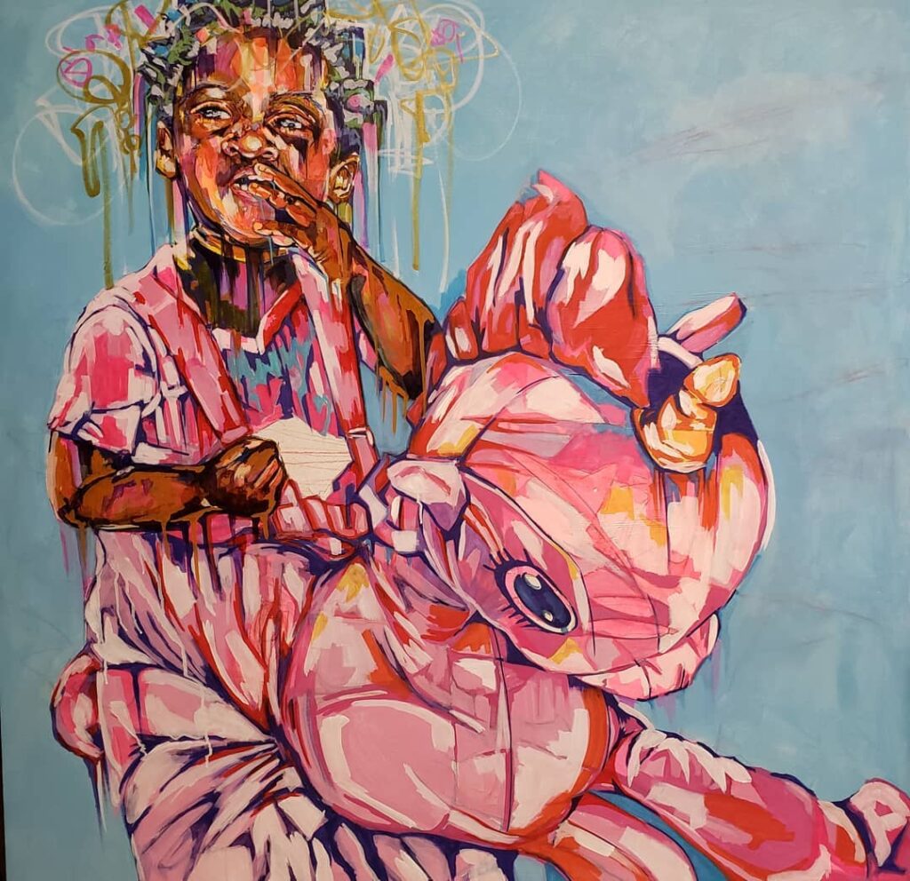 Art, Civic, Education, Fun Child On Rocking Horse Painted In Pink