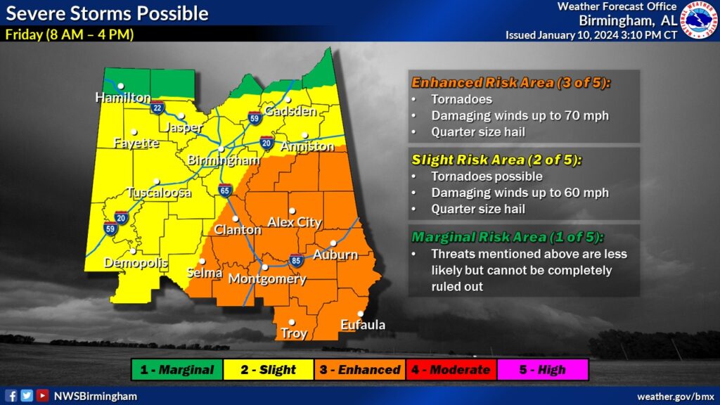 Stormy weather in the forecast for Central Alabama on Friday Stormy weather in the forecast for Central Alabama on Friday