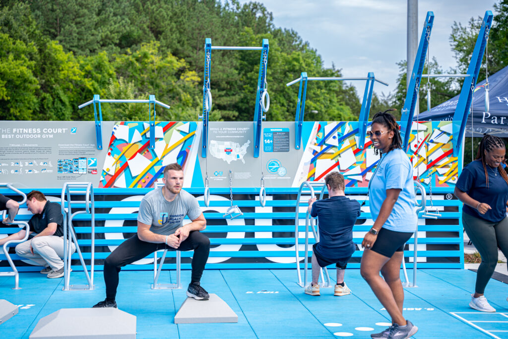 See how to complete a free, 7-minute workout this year at a fitness court in Alabama See how to complete a free, 7-minute workout this year at a fitness court in Alabama