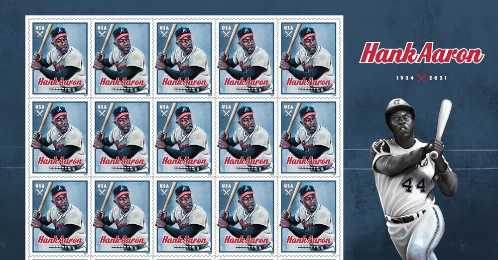 U.S. Postal Service honors Hank Aaron with new “forever” stamp