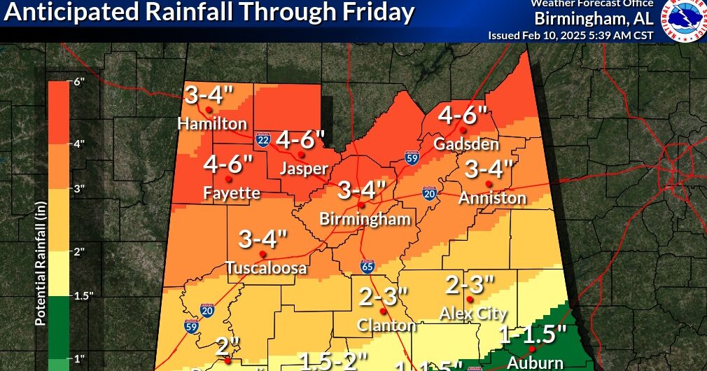North Central Alabama rainfall forecast: Prepare for flooding North Central Alabama rainfall forecast: Prepare for flooding