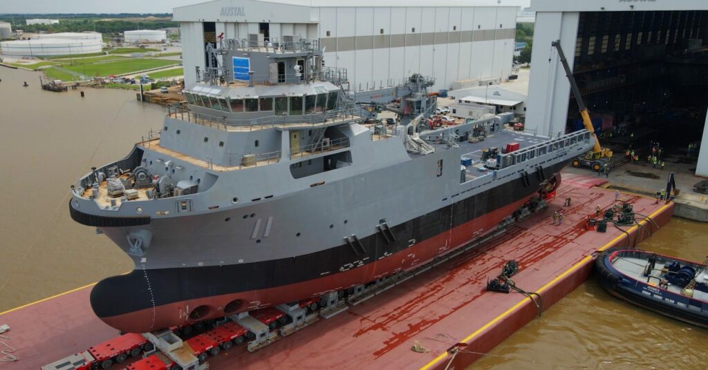 Austal USA launches first steel ship from Mobile facility