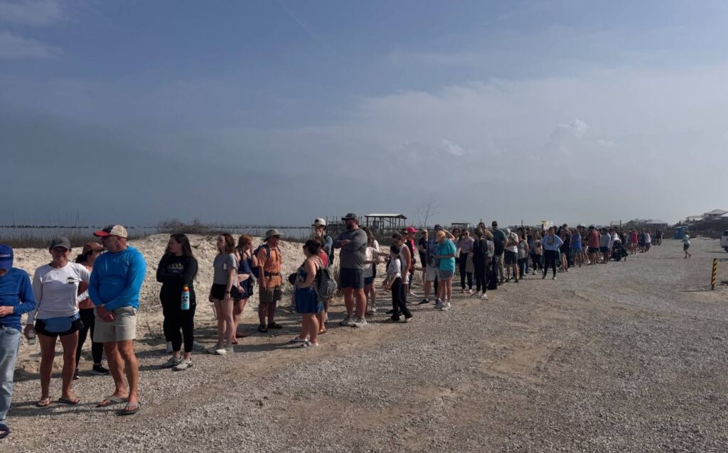 Fans line up for Survivor challenge at Dauphin Island Fans line up for Survivor challenge at Dauphin Island