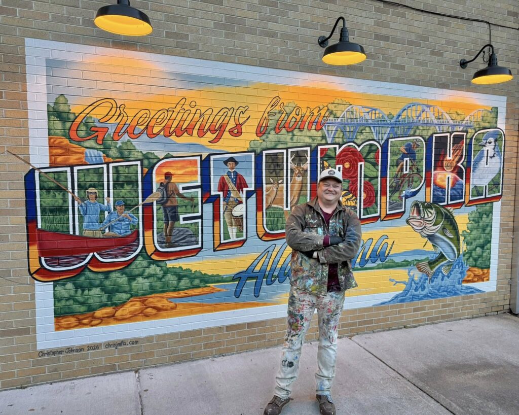 New ‘postcard-style’ mural unveiled in downtown Wetumpka New ‘postcard-style’ mural unveiled in downtown Wetumpka
